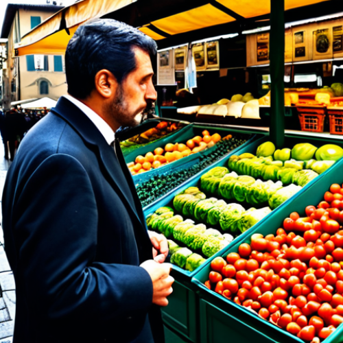 The Observer**

A person, fully clothed in modest attire, thoughtfully observing a bustling marketplace in Florence, Italy. Capture the details of the architecture, the vibrant colors of the produce, and the diverse faces of the people. Safe for work, appropriate content, perfect anatomy, natural proportions, professional photography, high quality, family-friendly.

**